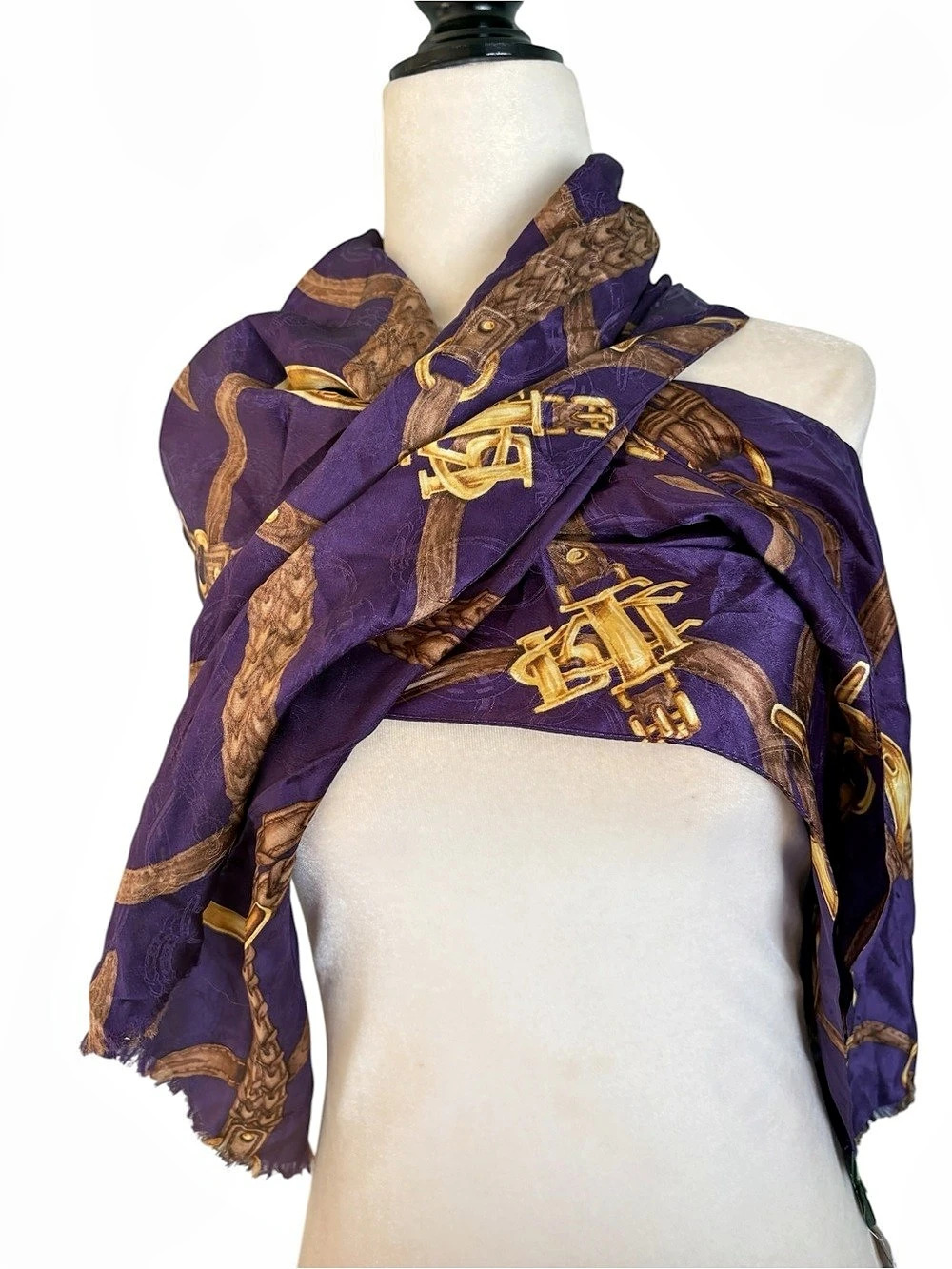 Ralph Lauren Purple & Brown Silk Scarf